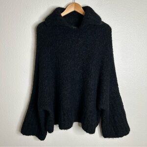 Smythe x Augden Handknit Split Collar Sweater Black Boucle medium
